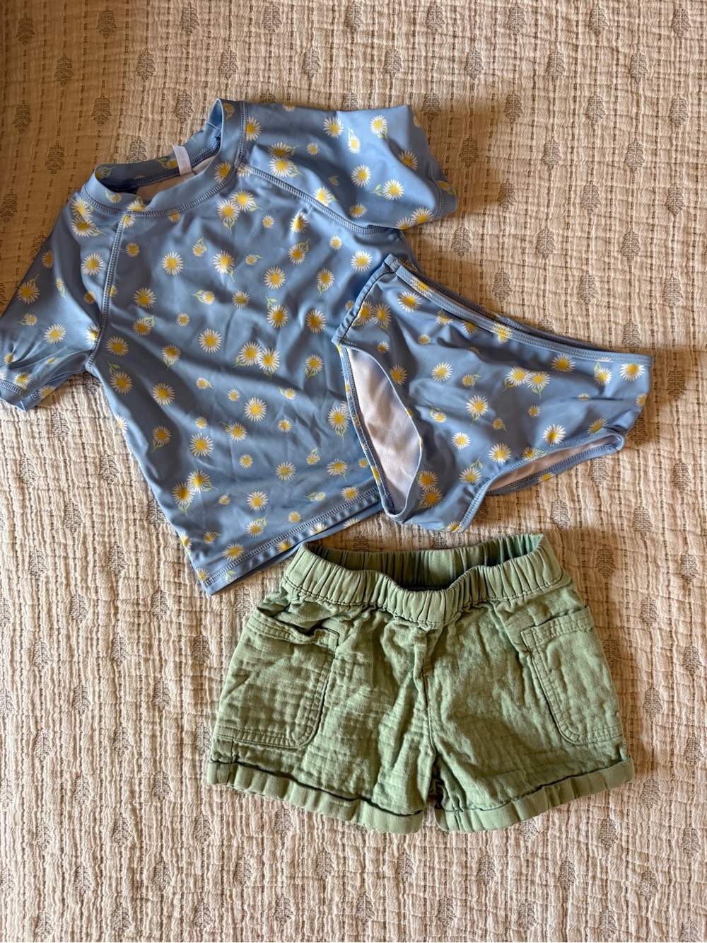 Joe Fresh Light Blue Daisy Rash Guard Set with Yellow Accents